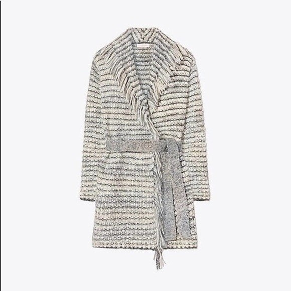Tory Burch Pierce Alpaca and Wool Blend Sweater Cardigan Coatigan - Picture 3 of 9
